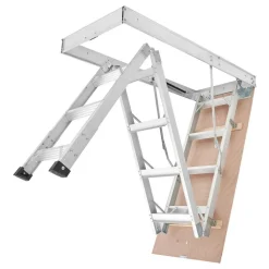 VEVOR Aluminum Attic Ladder, Fits 9.8'-10.3'/7.66'-9.8' Ceiling Height, 54" x 22.5" Opening, 375 lbs Load Capacity, Multi-Purpose Foldable Lightweight and Portable Attic Stairs for Convenient Access