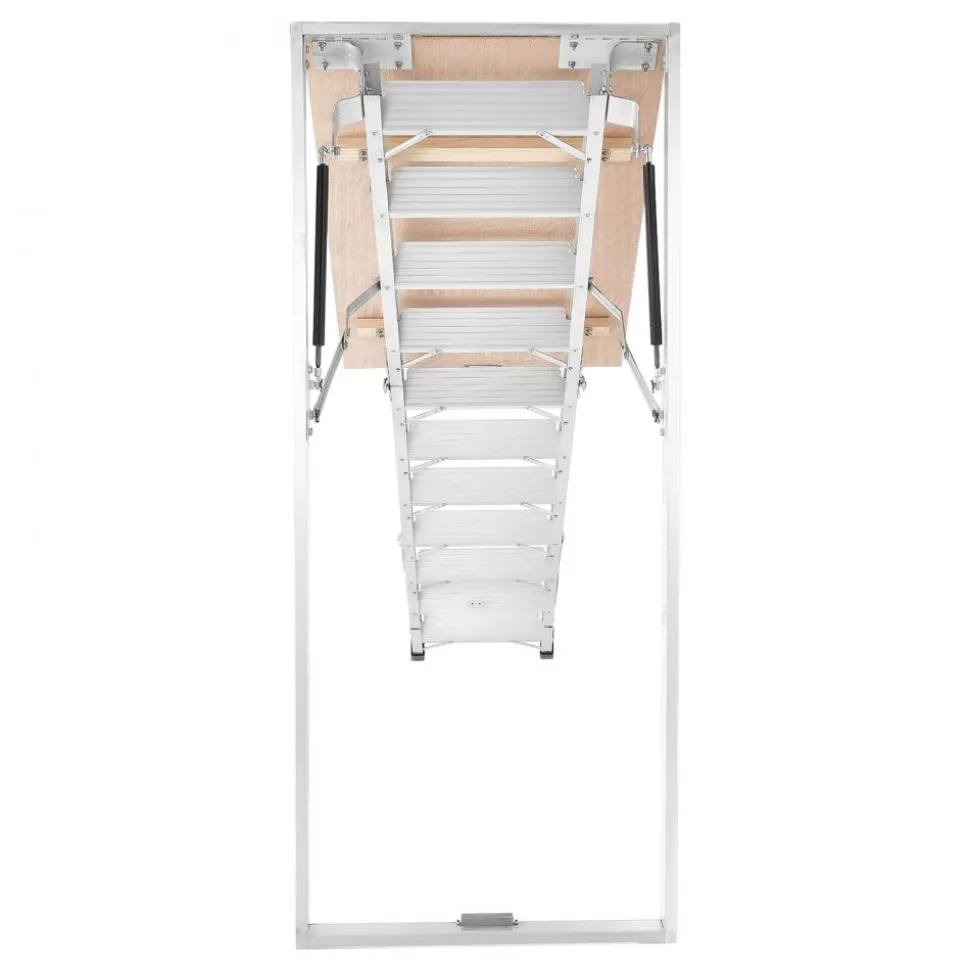 VEVOR Aluminum Attic Ladder, Fits 9.8'-10.3'/7.66'-9.8' Ceiling Height, 54" x 22.5" Opening, 375 lbs Load Capacity, Multi-Purpose Foldable Lightweight and Portable Attic Stairs for Convenient Access