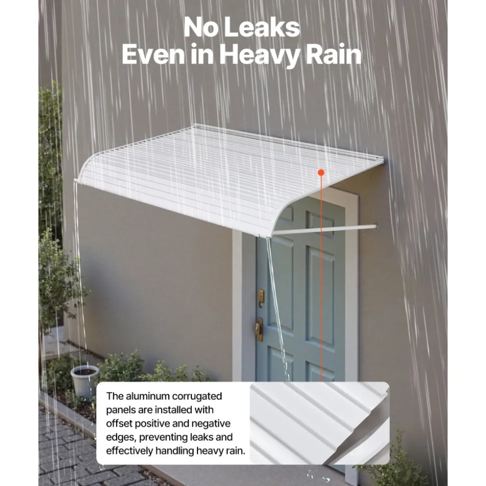 VEVOR Aluminum Awning 60 x 42 in, Durable Window Awning Door Canopy, Lightweight and Stable Aluminum Awnings for Doors Exterior Rain Snow Sunlight Protection for Door Entrance Windows Patio Porch