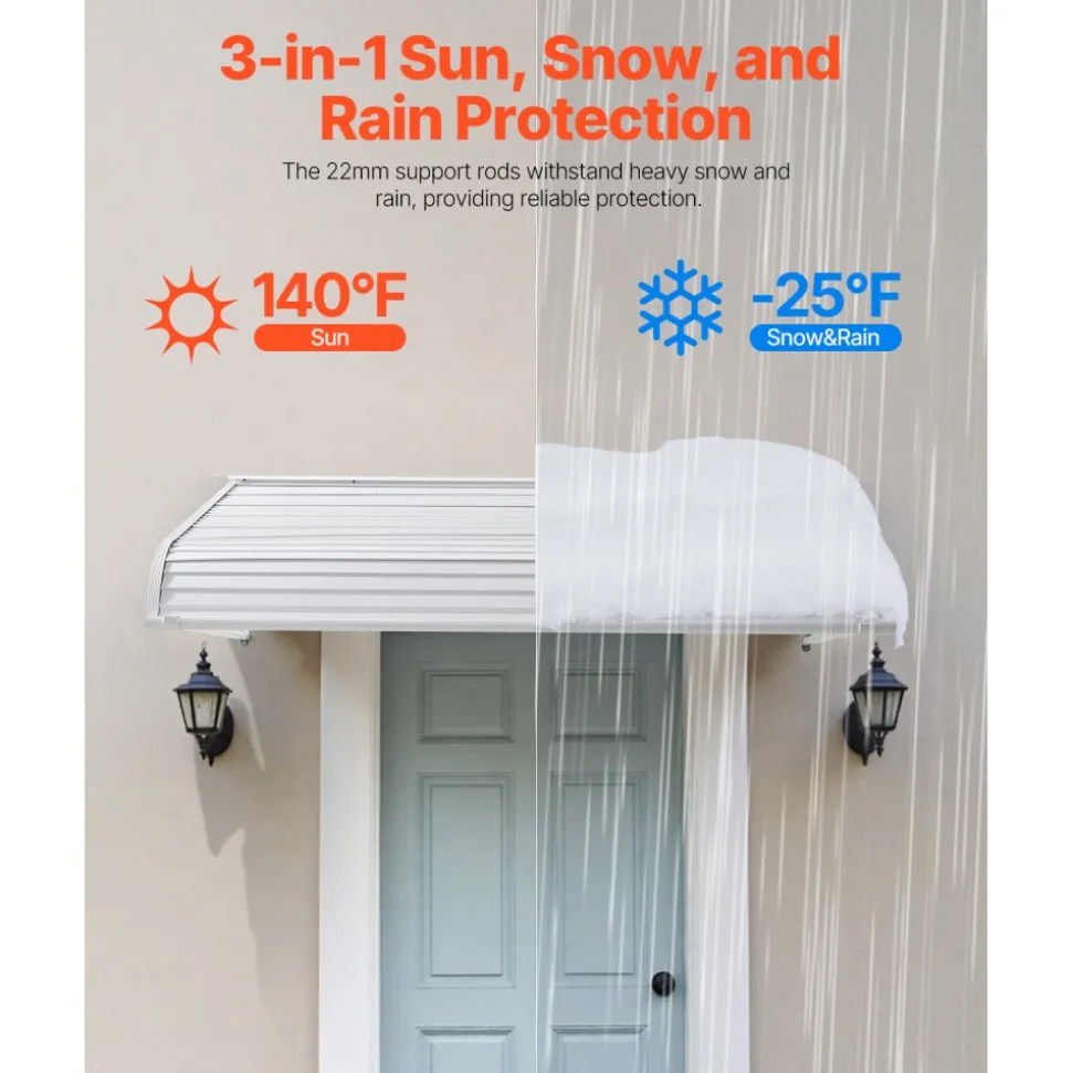VEVOR Aluminum Awning 60 x 42 in, Durable Window Awning Door Canopy, Lightweight and Stable Aluminum Awnings for Doors Exterior Rain Snow Sunlight Protection for Door Entrance Windows Patio Porch