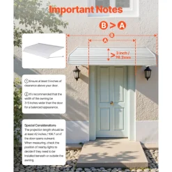 VEVOR Aluminum Awning 60 x 42 in, Durable Window Awning Door Canopy, Lightweight and Stable Aluminum Awnings for Doors Exterior Rain Snow Sunlight Protection for Door Entrance Windows Patio Porch