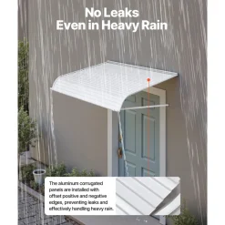 VEVOR Aluminum Awning 40 x 42 in, Durable Window Awning Door Canopy, Lightweight and Stable Aluminum Exterior Awnings Rain Snow Sunlight Protection for Door Entrance Windows Patio Porch