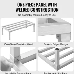 VEVOR Aluminum Dunnage Rack, 48” x 20” Commercial Food Floor Rack, 12” Off the Floor, 1800 lbs Capacity All-Welded Aluminum Storage Rack, for Storage in Restaurants, Kitchens, Garages and Vehicles