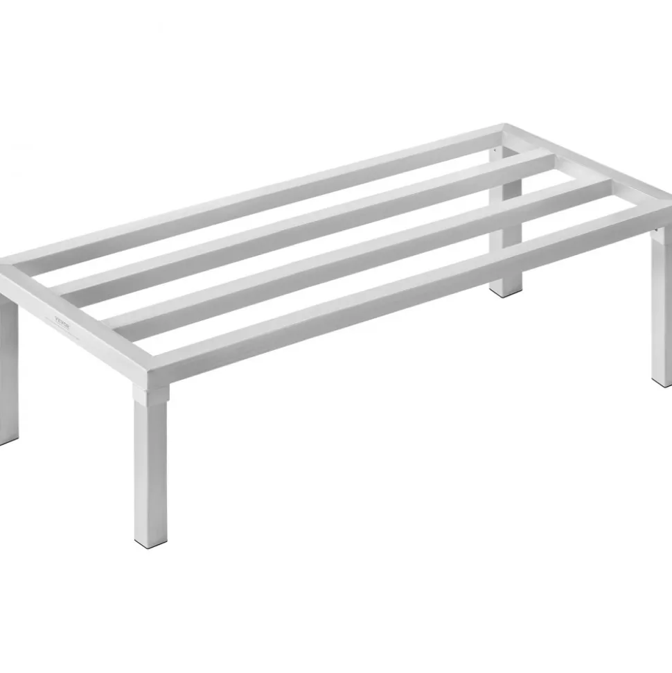 VEVOR Aluminum Dunnage Rack, 48” x 20” Commercial Food Floor Rack, 12” Off the Floor, 1800 lbs Capacity All-Welded Aluminum Storage Rack, for Storage in Restaurants, Kitchens, Garages and Vehicles