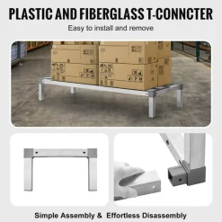 VEVOR Aluminum Dunnage Rack, 48” x 20” Commercial Food Floor Rack, 8” Off the Floor, 1000 lbs Capacity All-Welded Aluminum Storage Rack, for Storage in Restaurants, Kitchens, Garages and Vehicles