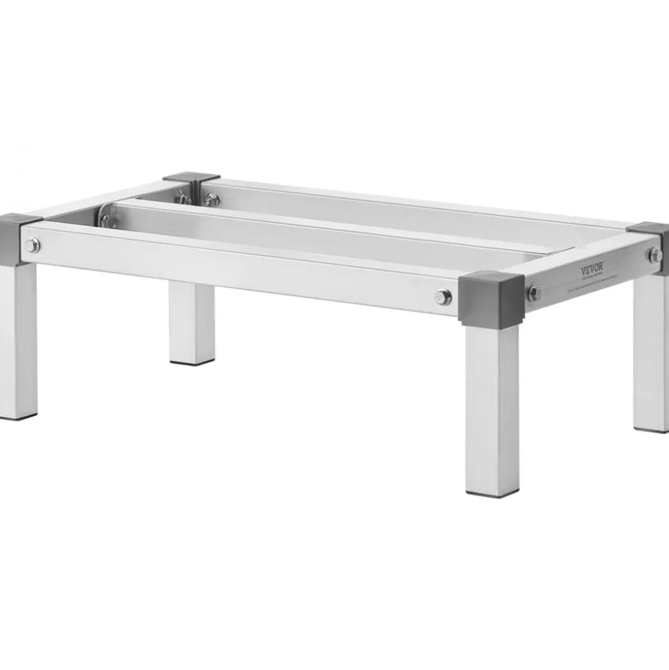 VEVOR Aluminum Dunnage Rack, 24” x 14” Commercial Food Floor Rack, 8” Off the Floor, 1000 lbs Capacity Adjustable Aluminum Storage Rack, for Storage in Restaurants, Kitchens, Garages and Vehicles