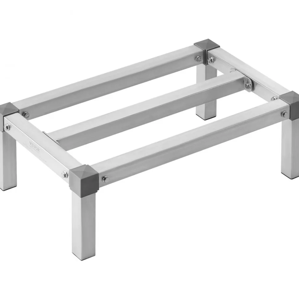 VEVOR Aluminum Dunnage Rack, 24” x 14” Commercial Food Floor Rack, 8” Off the Floor, 1000 lbs Capacity Adjustable Aluminum Storage Rack, for Storage in Restaurants, Kitchens, Garages and Vehicles