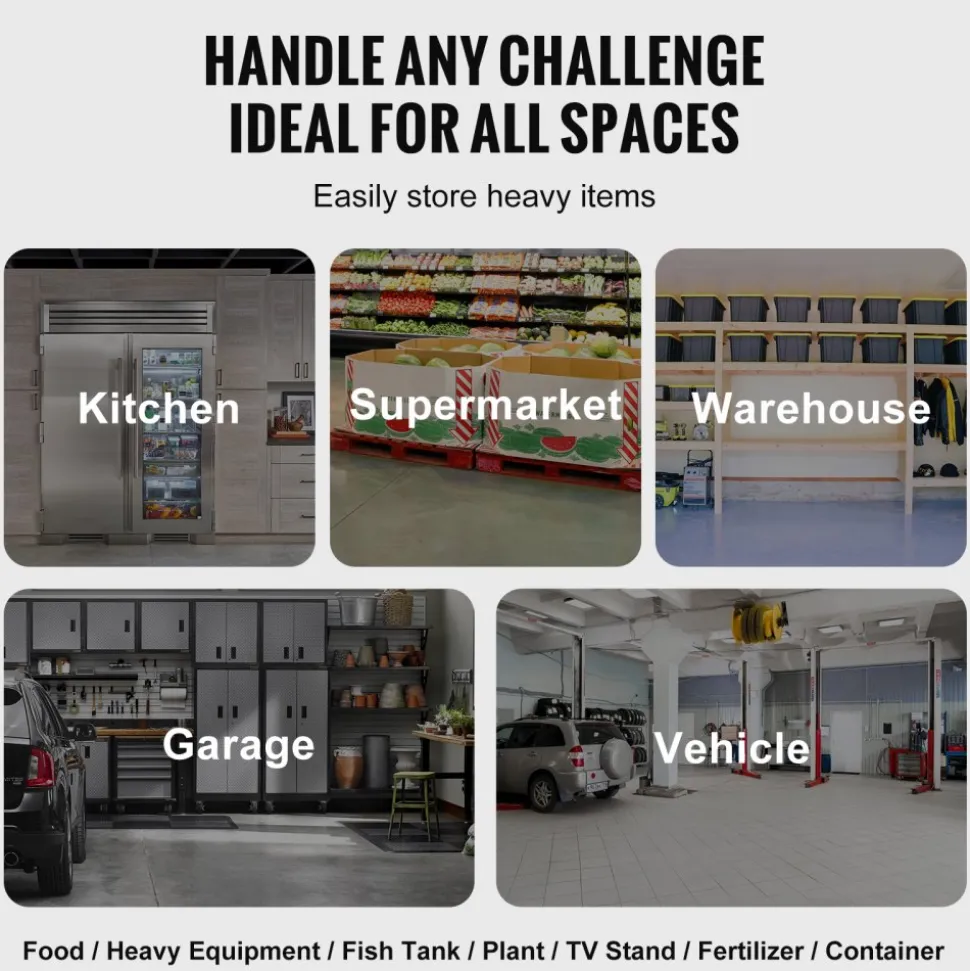 VEVOR Aluminum Dunnage Rack, 24” x 14” Commercial Food Floor Rack, 8” Off the Floor, 1000 lbs Capacity Adjustable Aluminum Storage Rack, for Storage in Restaurants, Kitchens, Garages and Vehicles
