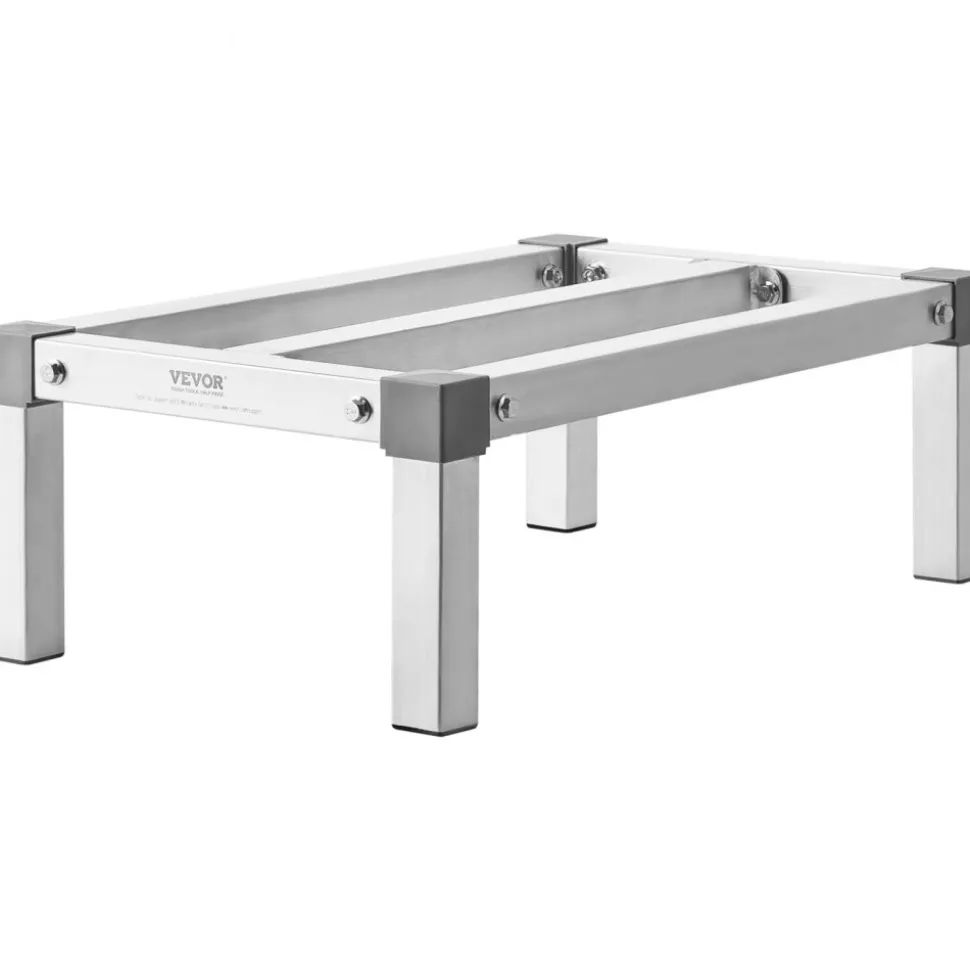 VEVOR Aluminum Dunnage Rack, 24” x 14” Commercial Food Floor Rack, 8” Off the Floor, 1000 lbs Capacity Adjustable Aluminum Storage Rack, for Storage in Restaurants, Kitchens, Garages and Vehicles