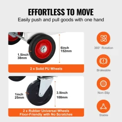 VEVOR Aluminum Folding Hand Truck, 2 in 1 Design 400 lbs Capacity, Heavy Duty Industrial Collapsible cart, Dolly Cart with Rubber Wheels for Transport and Moving in Warehouse, Supermarket, Garden