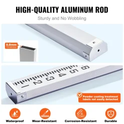 VEVOR Aluminum Grade Rod, 20-Feet/10ths 6 Sections Telescopic Measuring Rod,Double-Sided Scale 1/10ft Leveling Rod Stick, Aluminum Alloy Survey Rod w/ Bubble Level &Carrying Bag for Houses,Walls,Floor