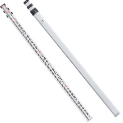 VEVOR Aluminum Grade Rod, 9-Feet/10ths 3 Sections Telescopic Measuring Rod,Double-Sided Scale 1/10ft Leveling Rod Stick,Aluminum Alloy Survey Rod with Bubble Level&Carrying Bag for Houses,Walls,Floors