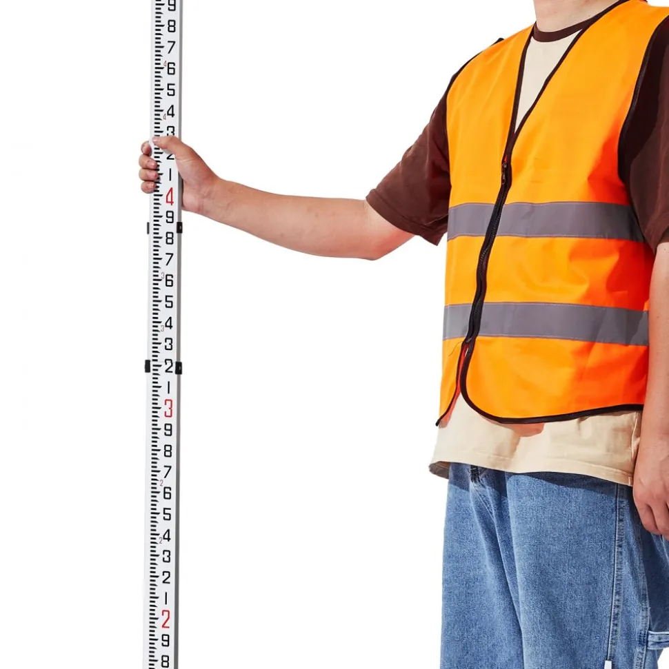 VEVOR Aluminum Grade Rod, 9-Feet/10ths 3 Sections Telescopic Measuring Rod,Double-Sided Scale 1/10ft Leveling Rod Stick,Aluminum Alloy Survey Rod with Bubble Level&Carrying Bag for Houses,Walls,Floors