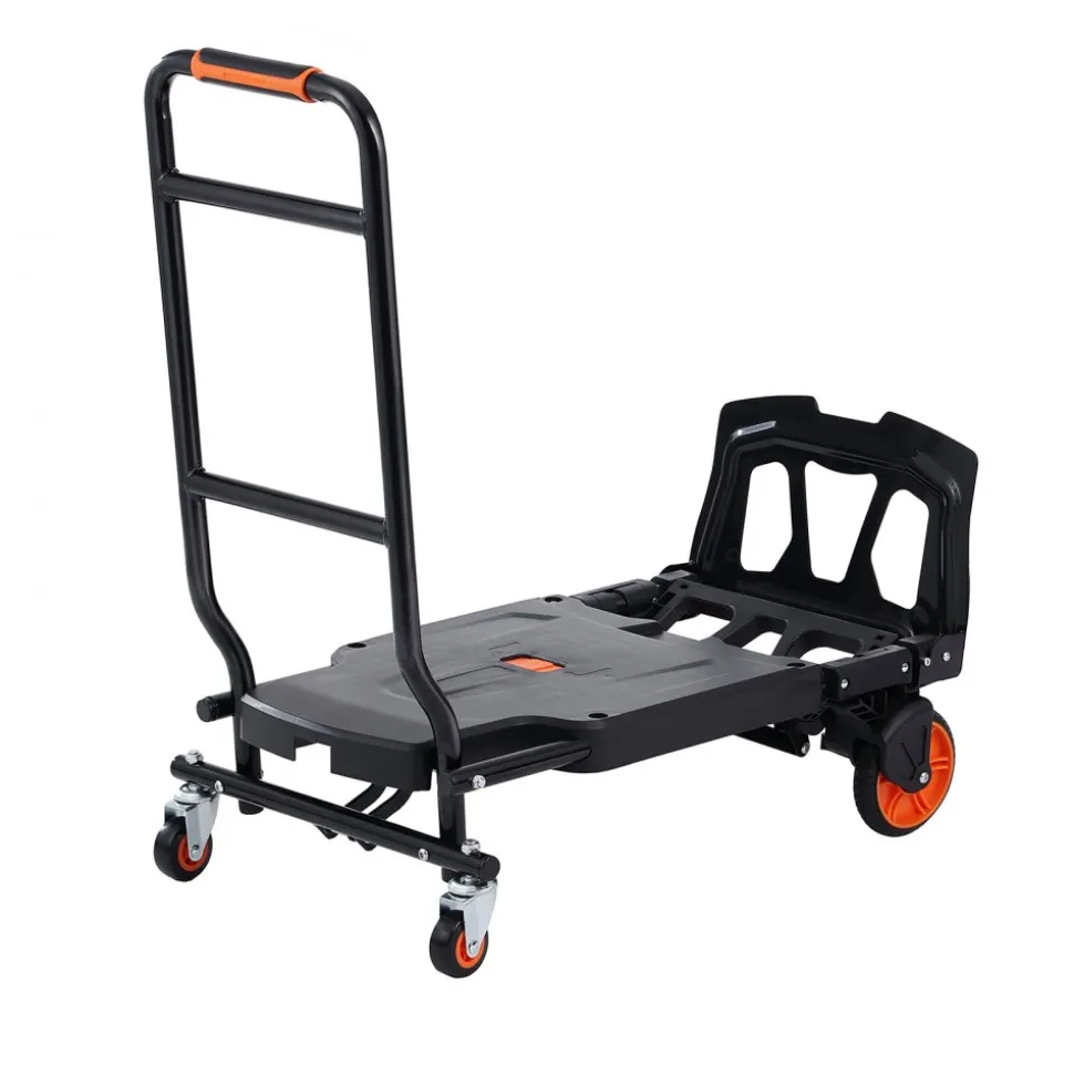 VEVOR Aluminum Hand Truck, 2 in 1, 300 lbs Load Capacity, Heavy Duty Industrial Convertible Folding Hand Truck and Dolly, Utility Cart Converts from Hand Truck to Platform Cart with Rubber Wheels
