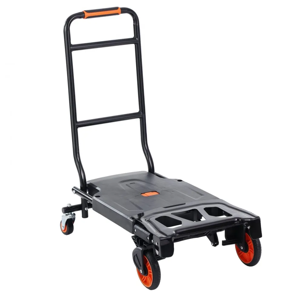VEVOR Aluminum Hand Truck, 2 in 1, 300 lbs Load Capacity, Heavy Duty Industrial Convertible Folding Hand Truck and Dolly, Utility Cart Converts from Hand Truck to Platform Cart with Rubber Wheels