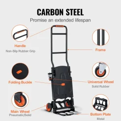 VEVOR Aluminum Hand Truck, 2 in 1, 300 lbs Load Capacity, Heavy Duty Industrial Convertible Folding Hand Truck and Dolly, Utility Cart Converts from Hand Truck to Platform Cart with Rubber Wheels