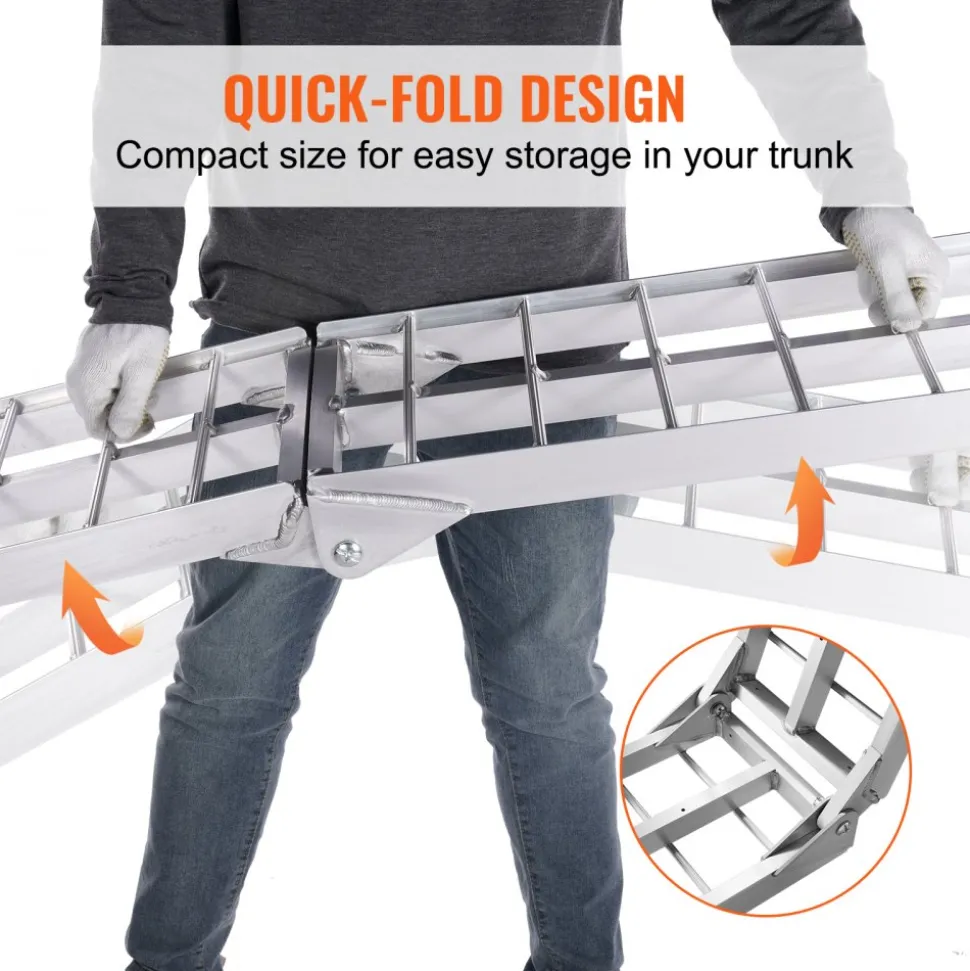 VEVOR Aluminum Ramps, 1500 lbs Folding Loading Ramps for Pickup Trucks Bed, Trailers Ramp with Load Straps for Dirt Bike, UTV, ATV, Trucks, Lawn Mowers, Snowblower, Cargo Trailer, 89"L x 12"W, 2 Pcs