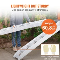 VEVOR Aluminum Ramps, 6800 lbs, Heavy-duty Ramps with Top Hook Attaching End, Universal Loading Ramp for Motorcycle, Tractor, ATV/UTV, Trucks, Lawn Mower, 72"L x 15"W, 2Pcs