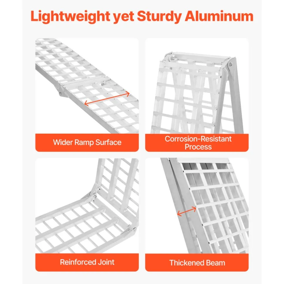 VEVOR Aluminum Ramps, 2000 lbs, 2Pcs Heavy-duty Ramps with Wider Ramp Surface, Universal Stable Loading Ramp with Handles, Fit for ATV, UTV, Motorcycle, Electric Bicycle, etc.