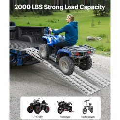 VEVOR Aluminum Ramps, 2000 lbs, 2Pcs Heavy-duty Ramps with Wider Ramp Surface, Universal Stable Loading Ramp with Handles, Fit for ATV, UTV, Motorcycle, Electric Bicycle, etc.