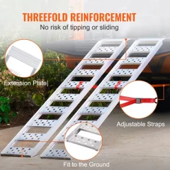 VEVOR Aluminum Ramps, 1250lbs, Straight Ramp with Treads and Load Straps, Portable Loading Ramp for Motorcycles, ATVs, Trucks, Lawn Mower, Dirt Bike, Garden Tractor, 78