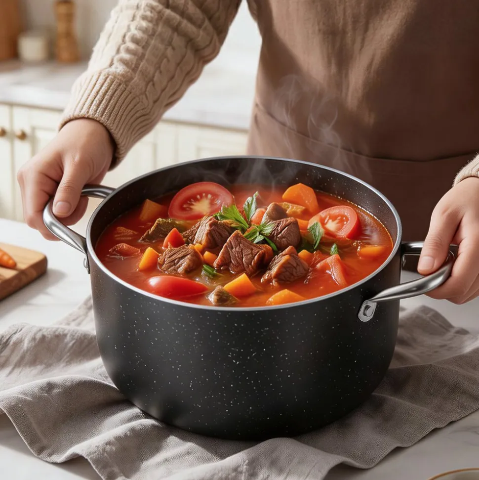 VEVOR Aluminum Stock Pot, 8-Quart Nonstick Ceramic Coated Pot with Glass Lid, PFOA-Free, PFAS-Free, Compatible with Gas Stoves, Induction Cooktops, Electric Stoves, for Soups, Stews, and Pasta