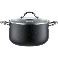VEVOR Aluminum Stock Pot, 8-Quart Nonstick Ceramic Coated Pot with Glass Lid, PFOA-Free, PFAS-Free, Compatible with Gas Stoves, Induction Cooktops, Electric Stoves, for Soups, Stews, and Pasta