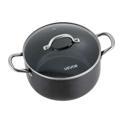 VEVOR Aluminum Stock Pot, 8-Quart Nonstick Ceramic Coated Pot with Glass Lid, PFOA-Free, PFAS-Free, Compatible with Gas Stoves, Induction Cooktops, Electric Stoves, for Soups, Stews, and Pasta