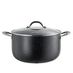 VEVOR Aluminum Stock Pot, 12-Quart Nonstick Ceramic Coated Pot with Glass Lid, PFOA-Free, PFAS-Free, Compatible with Gas Stoves, Induction Cooktops, Electric Stoves, for Soups, Stews, and Pasta