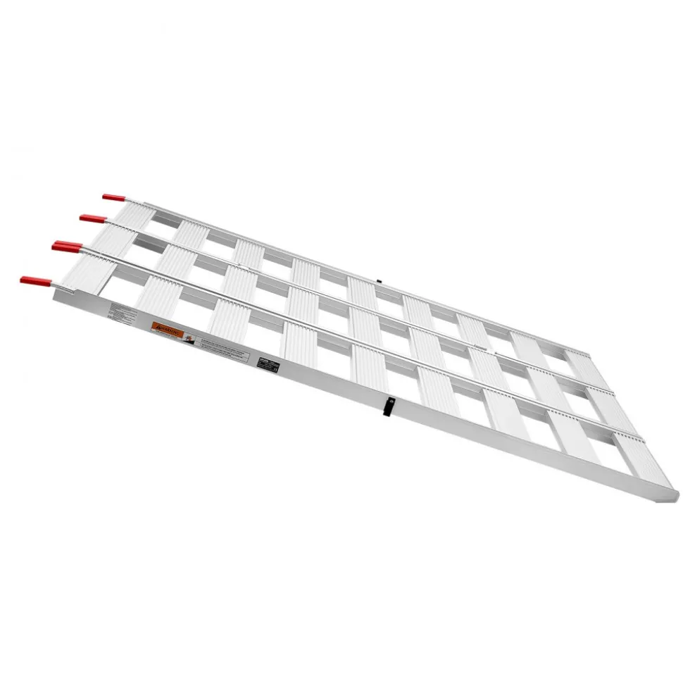 VEVOR Aluminum Trailer Ramps, 76 x 50 in Tri-Folding Truck Ramps with Straps & Non-Slip Rubber Fingers, 1500LBS Capacity ATV Loading Ramps for Pickup Trucks, Motorcycles, Lawn Mowers, Tractors, Carts
