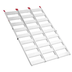 VEVOR Aluminum Trailer Ramps, 76 x 50 in Tri-Folding Truck Ramps with Straps & Non-Slip Rubber Fingers, 1500LBS Capacity ATV Loading Ramps for Pickup Trucks, Motorcycles, Lawn Mowers, Tractors, Carts