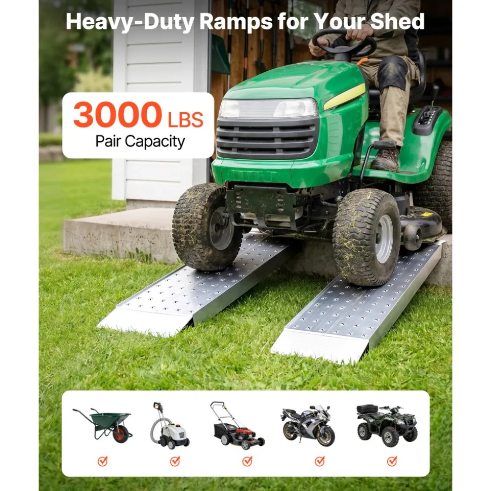 VEVOR Aluminum Trailer Ramps, 2PCS 39 x 12 in, Heavy-Duty ATV Ramp Set with Anti-Slip Plates, 3000LBS Combined Capacity Loading Ramps for Motorcycles, Lawn Mowers, Farm Tractors, Carts
