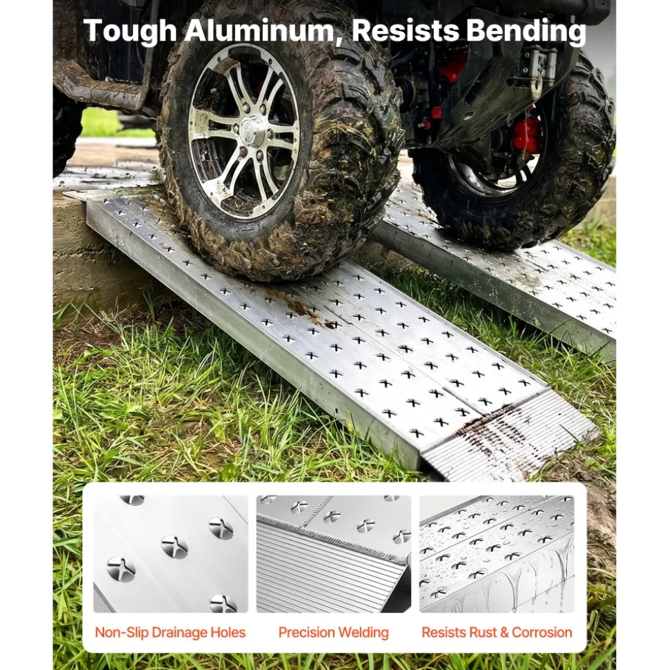 VEVOR Aluminum Trailer Ramps, 2PCS 39 x 12 in, Heavy-Duty ATV Ramp Set with Anti-Slip Plates, 3000LBS Combined Capacity Loading Ramps for Motorcycles, Lawn Mowers, Farm Tractors, Carts