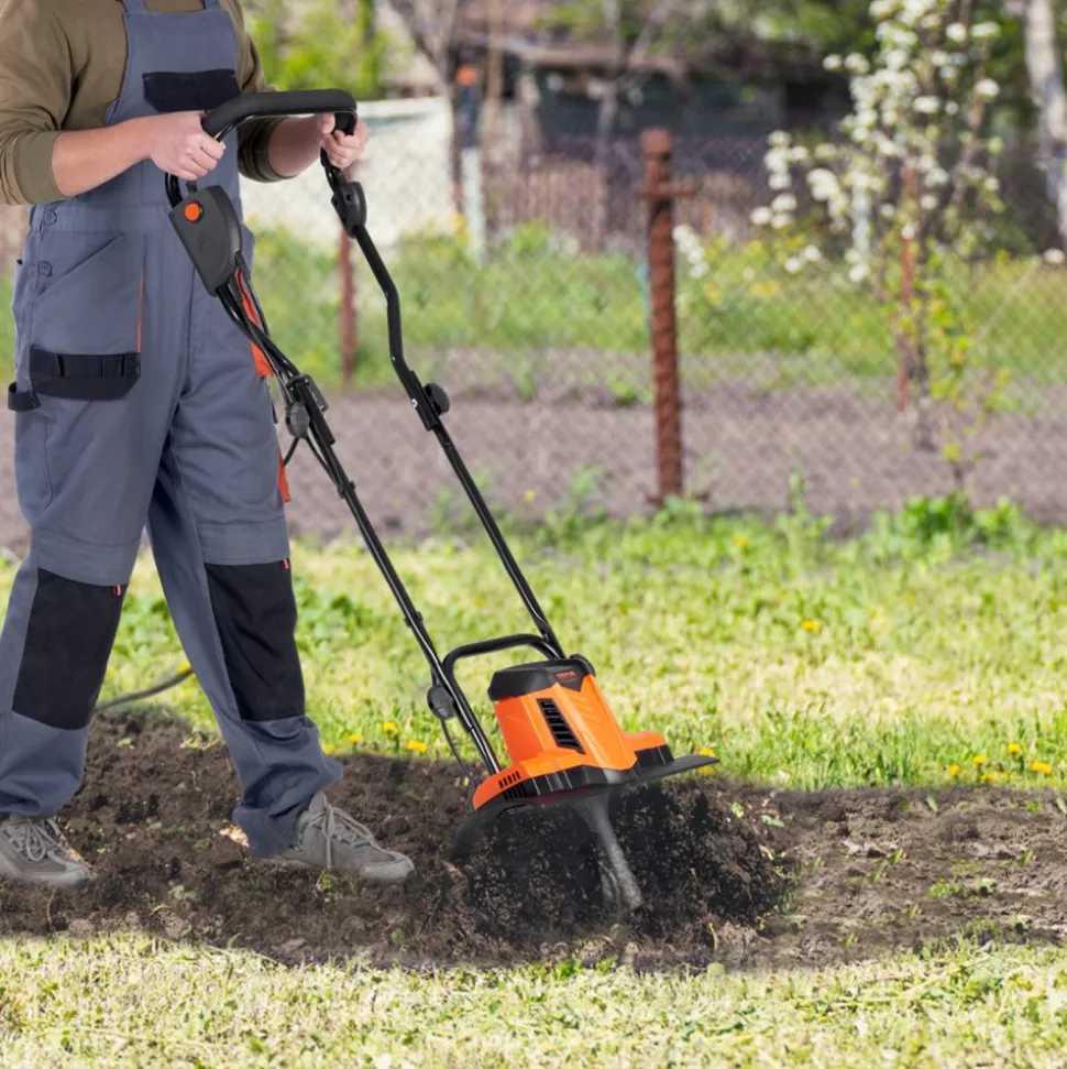VEVOR 10 Amp Electric Tiller, 14" Tilling Width 3.94" Tilling Depth Corded Electric Tiller/Cultivator, Steel Mn Tines, Rototiller for Garden Lawn Soil Digging