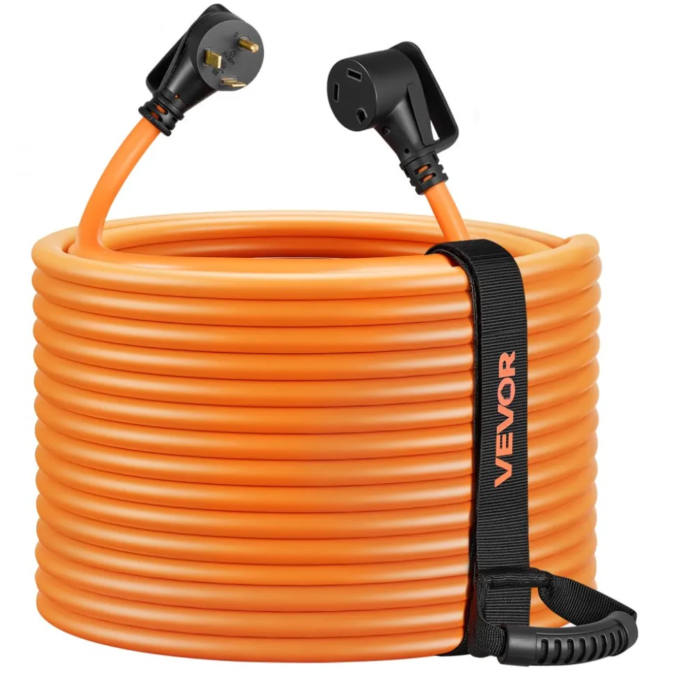 VEVOR 30 Amp 100 Feet RV Extension Cord, 125V 2500W, Heavy Duty 10/3 Gauge STW RV Power Cord, NEMA TT-30P to NEMA TT-30R, with Power Indicator, Cord Organizer, 15A Adapter, for Camper Travel Trailer