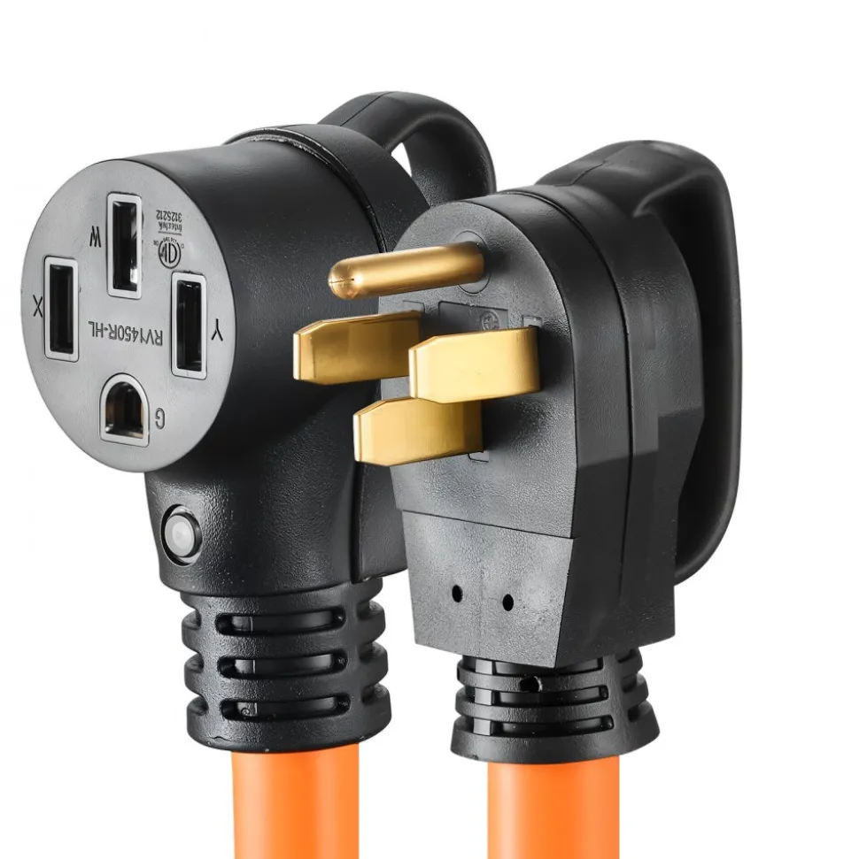 VEVOR 50 Amp 75 Feet RV Extension Cord, 125V/250V 7500W, Heavy Duty 6/3 + 8/1 Gauge STW RV Power Cord, NEMA 14-50P to NEMA 14-50R, with Power Indicator, Cord Organizer, 15A Adapter, for Camper Trailer