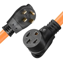 VEVOR 50 Amp 75 Feet RV Extension Cord, 125V/250V 7500W, Heavy Duty 6/3 + 8/1 Gauge STW RV Power Cord, NEMA 14-50P to NEMA 14-50R, with Power Indicator, Cord Organizer, 15A Adapter, for Camper Trailer