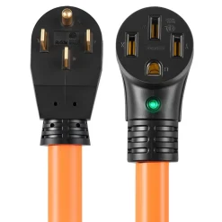 VEVOR 50 Amp 75 Feet RV Extension Cord, 125V/250V 7500W, Heavy Duty 6/3 + 8/1 Gauge STW RV Power Cord, NEMA 14-50P to NEMA 14-50R, with Power Indicator, Cord Organizer, 15A Adapter, for Camper Trailer