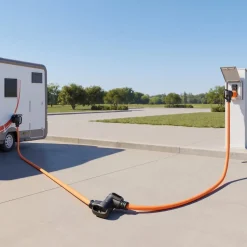 VEVOR 50 Amp 75 Feet RV Extension Cord, 125V/250V 7500W, Heavy Duty 6/3 + 8/1 Gauge STW RV Power Cord, NEMA 14-50P to NEMA 14-50R, with Power Indicator, Cord Organizer, 15A Adapter, for Camper Trailer