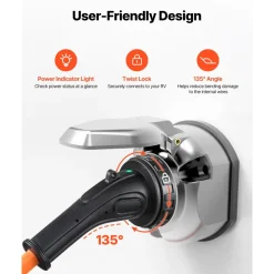VEVOR 30 Amp 25 Feet RV Power Cord, 125V 3750W, Heavy Duty 10/3 Gauge STW Generator Cord, NEMA TT-30P to NEMA L5-30R, with Twist Lock, Indicator Light, Grip Handle, 15A Adapter, for RV Trailer, Orange