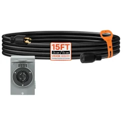 VEVOR 30 Amp Generator Cord and Power Inlet Box Kit, 40 FT, NEMA L14-30P/L14-30R STW 10 AWG Generator Power Extension Cord with Twist Lock Connector, Pre-Drilled Inlet Box for RV Outdoor, ETL Listed
