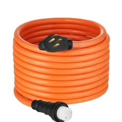 VEVOR 50 Amp Generator Cord, 100 Feet, 125/250V RV Power Cord NEMA 14-50P to SS2-50R with Twist Lock, Grip Handle, Heavy Duty 6AWG/3 + 8AWG/1 Generator Cable, for RV Camper Generator to House, Orange