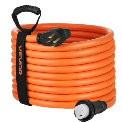 VEVOR 50 Amp Generator Cord, 100 Feet, 125/250V RV Power Cord NEMA 14-50P to SS2-50R with Twist Lock, Grip Handle, Heavy Duty 6AWG/3 + 8AWG/1 Generator Cable, for RV Camper Generator to House, Orange