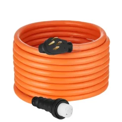 VEVOR 50 Amp Generator Cord, 75 Feet, 125/250V RV Power Cord NEMA 14-50P to SS2-50R with Twist Lock, Grip Handle, Heavy Duty 6AWG/3 + 8AWG/1 Generator Cable, for RV Camper Generator to House, Orange