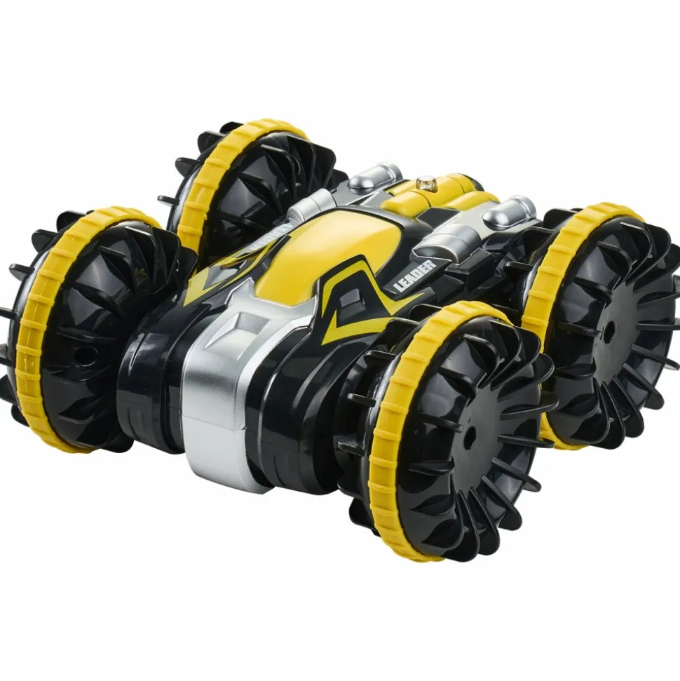 VEVOR Amphibious Remote Control Car Boat, 2.4GHz 12 km/h, 4WD Waterproof RC Car for Kids, 360° Rotating Stunt Car with 2 Batteries, All Terrain Water Beach Pool Toy for 6+ Year Old Boys Girls, Yellow