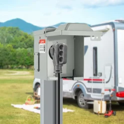 VEVOR 50 Amp RV Power Outlet Box, 125/250 Volt, Enclosed Lockable Outdoor RV Receptacle Box, NEMA 14-50R Weatherproof Electrical Panel, for RV Camper Trailer Motorhome