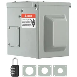 VEVOR 50 Amp RV Power Outlet Box, 125/250 Volt, Enclosed Lockable Outdoor RV Receptacle Box, NEMA 14-50R Weatherproof Electrical Panel, for RV Camper Trailer Motorhome