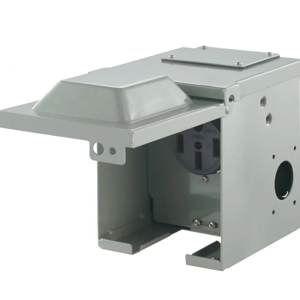 VEVOR 50 Amp RV Power Outlet Box, 125/250 Volt, Enclosed Lockable Outdoor RV Receptacle Box, NEMA 14-50R Weatherproof Electrical Panel, for RV Camper Trailer Motorhome