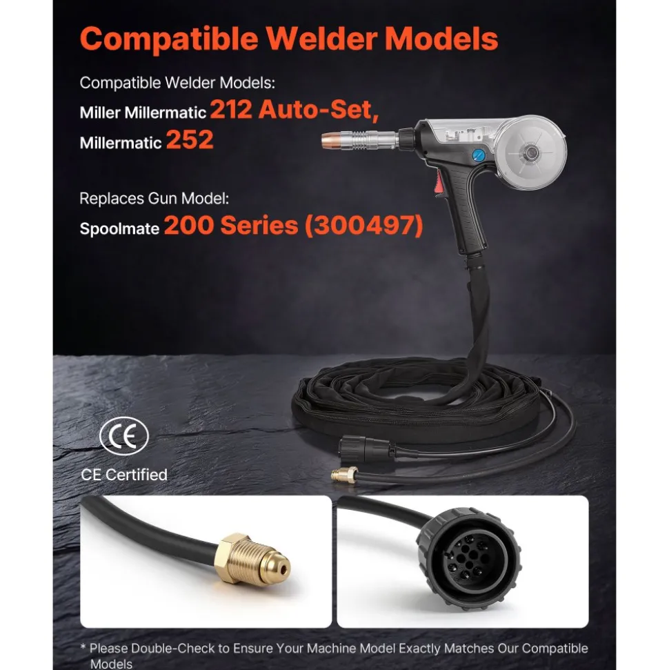 VEVOR 160Amp Spool Gun with 20FT Cable, Replacement for Miller Spoolmate 200 Series (300497) - with 11PCS Mig Welding Contact Tips, ER4043 0.035" Aluminum Mig Welding Wire & Toolbox