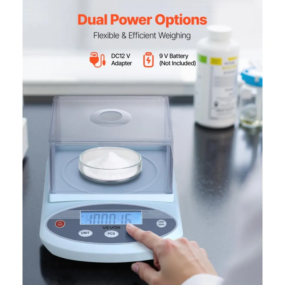 VEVOR Analytical Balance, 200 g x 0.001 g, High Precision Accuracy Lab Scale, 13 Units Electronic Digital Analytical Balance with Glass Draft Shield and Weighing Pan, for Laboratory Jewelry Pharmacy
